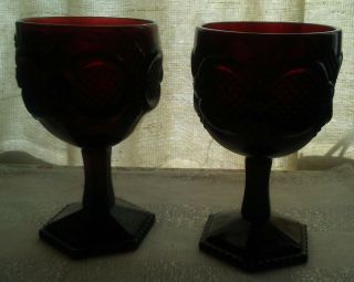 Avon Cape Cod Red Glassware Set Of 2 Goblets 6 " Tall