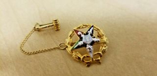 Vintage 10k Gold Order Of Eastern Star Pin With Gavel Safety Pin 2.  4g