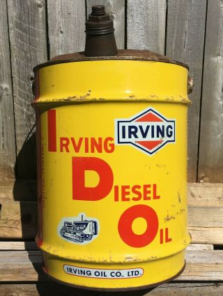 Vintage 1960’s Irving Diesel Oil 5 Imperial Gallon Can