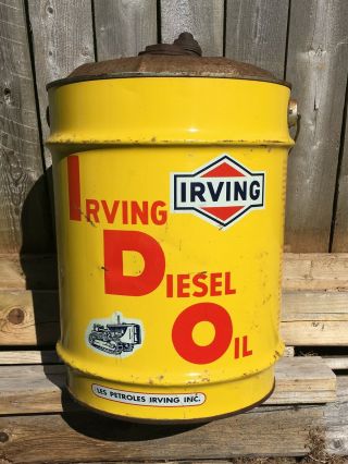 Vintage 1960’s Irving Diesel Oil 5 Imperial Gallon Can 3