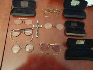 6 X Vintage Collectable 1880 Gold Plated Spectacles / Eye Glasses.