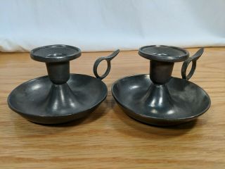 Old World Pewter Candle Stick Holders Set Of 2 95 Sn (l1)