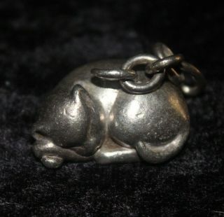 Tiffany & Co Sterling Silver Sleeping Cat Key Ring Keychain 1999