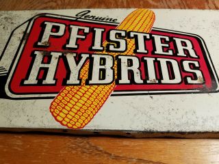 Vintage 1950s Pfister Hybrid Corn Farm Sign Old Feed Seed Dealer Case Ih Deere