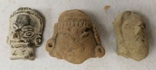 Antique Vintage Pre Columbian Style Stone Head Fragments Olmec Mayan