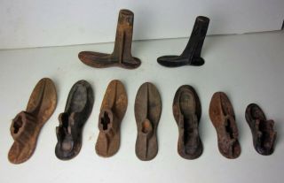 Antique Cast Iron Cobbler Shoe Boot Repair 9 Forms Different Sizes