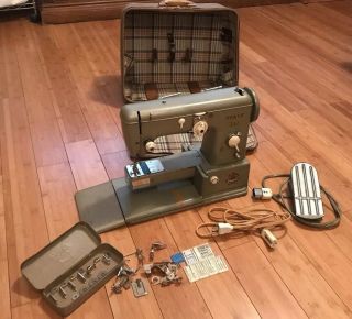 Vintage Pfaff 332 Portable Sewing Machine W/ Case & 100 Functional