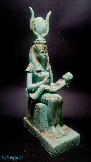 Isis Nursing Horus Statuette Royal Ancient Egypt Antiquity Rare Large Sculpture