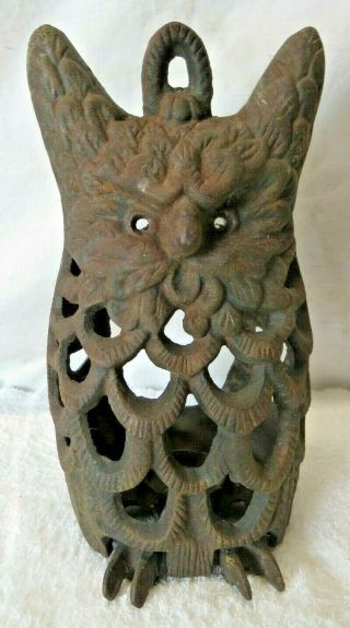 Vintage Antique Cast Iron Footed Owl Hanging Lantern Fast
