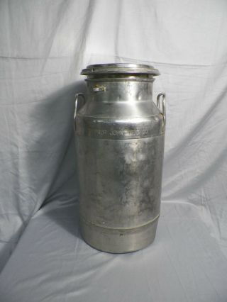 1957 John Wood Stainless Steel Milk Can W/lid 5 Gallon Rodar Military Use Only