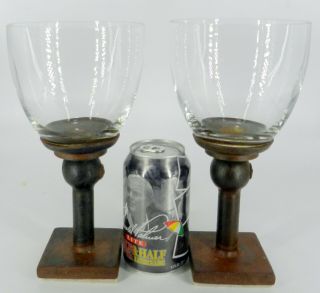 Jan Barboglio Cast/forged Iron Set/2 Huge 9.  5 " Tall Wine Chalice Glass Goblets