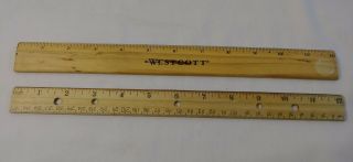 Vintage Wooden 12 Inch Ruler With Metal Edge Westcott & W.  T.  Rogers Wood