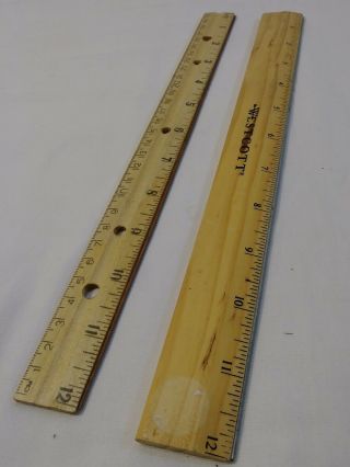 Vintage Wooden 12 Inch Ruler With Metal Edge WESTCOTT & W.  T.  ROGERS wood 2