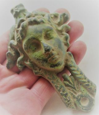 European Finds Ancient Roman Bronze Chariot Fitting Face Of Eros
