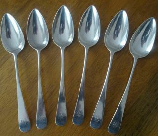 Good Set Of Six Antique Scottish Sterling Silver Dessert Spoons,  George Iii