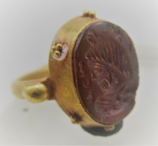 Ancient Sasanian Gold Ring With Carnelian Ruler Intaglio High Carat Gold Rare