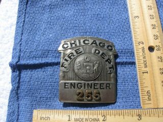 Vintage Chicago Fire Dept Engineer Badge Ch Hanson Fireman Firefighter Badge