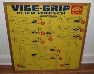 Vise Grip Plier Wrench Display Sign Hardware Advertising 1960 
