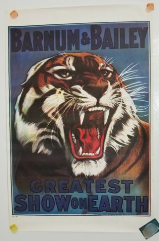 Vintage 1990 Barnum & Bailey Circus Greatest Show On Earth Tiger Litho Poster