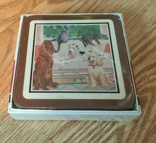 Vintage Set Of 6 Coasters “pimpernel” “members Of The Family” Dogs & Cat