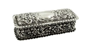 Antique Victorian Sterling Silver Ring Box 1897