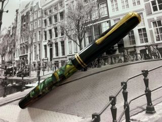 Vintage Restored Danish 1940s Art Deco Penol Modern Green Marble Fountain Pen