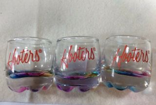 3 Hooters Rainbow Color Shot Glass