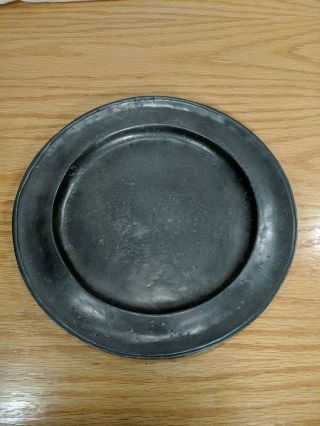 Antique Old World Pewter 10 1/2 " Plate 95 (l1)