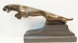 Art Deco Style Statue Sculpture Jaguar Wildlife Art Nouveau Style Bronze