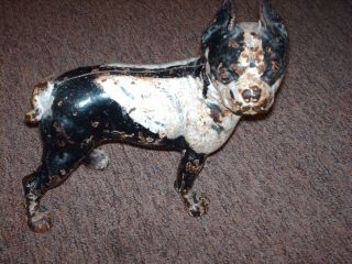 Antique Cast Iron Hubley Bulldog Boston Terrier Dog Doorstop