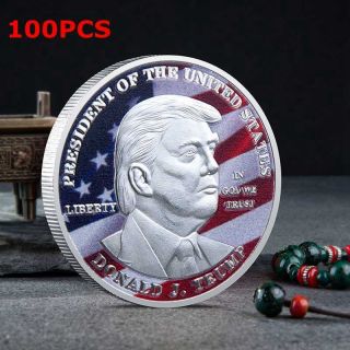 100pcs President Donald Trump Inaugural Silver Plated Commemorative Novelty Coin