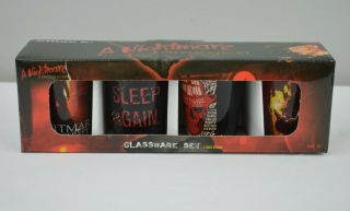 Nightmare On Elm Street Shot Glasses Set Of 4 Horror Movie Bar Ware 1.  5oz Ea