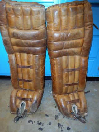 Vintage COOPER Hockey goalie leg pads BROWN GP95 XL Pro 2