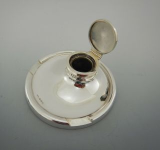 An Antique Large Solid Silver Capstan Inkwell Deakin & Francis 1934
