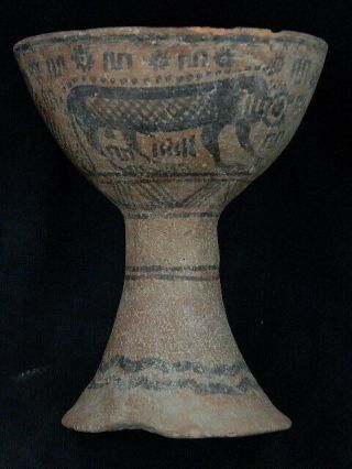 Ancient Large Size Teracotta Painted Cup With Lions Indus Valley 2500 Bc Pt104