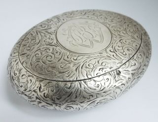 LOVELY DECORATIVE ENGLISH ANTIQUE 1902 SOLID STERLING SILVER PEBBLE TOBACCO BOX 3
