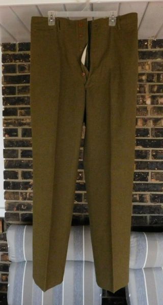 Ww2 Us Army Officers Button Fly Wool Pants/trousers Size 36x33 - 1942 M - 1937