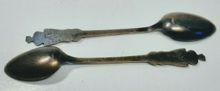 Vintage Sterling Norway Flag Souvenir Spoons Crown and Lion Coat of Arms Pair 3