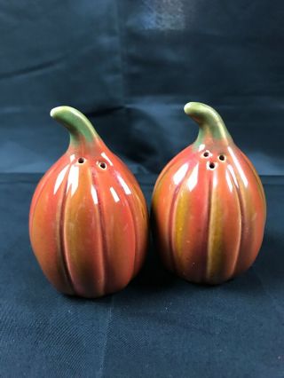 Vintage Ceramic Pumpkin Gourd Salt & Pepper Shakers,  Thanksgiving,  Autumn,  Fall