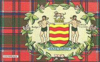 Vintage Postcard - Scotish Clan - Drummond,  Badge - Wild Thyme,  Gang Warily,  Scotland
