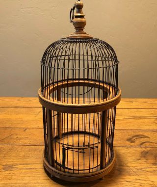 Antique Or Vintage Metal & Wood Bird Cage