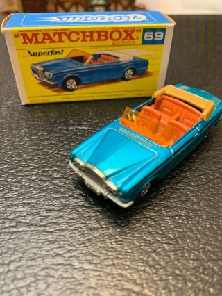 Vintage Lesney Matchbox Superfast 69 Rolls Royce Silver Shadow Coupe Xlnt 1969
