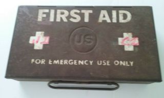 Pre - Early Wwii Us Army Military Vehicle First Aid Kit; Fully Stocked - Rare