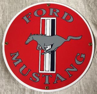 Ford Mustang Porcelain Coated Heavy Metal Round Sign 11 3/4 Inch,