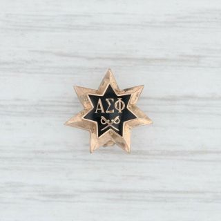 Alpha Sigma Phi Fraternity Badge - 14k Gold Pin Vintage Crossed Swords