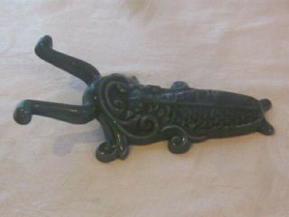 Rare Antique Cast Iron Enamel Scarab Beetle Figure Boot Jack Ex