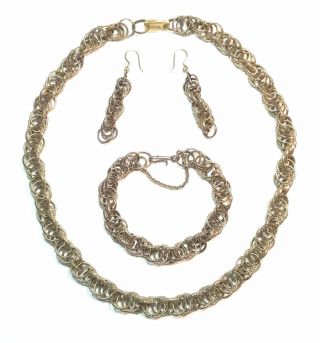 Kalevala Koru Kk Finland - Bronze Necklace,  Bracelet And Earrings " Setukaisten "