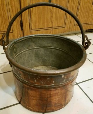 Old Copper Cauldron/apple Butter/kettle Pot W/ Dovetails 10.  75 " X 8.  25 "