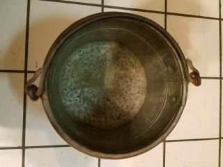 Old Copper Cauldron/Apple Butter/Kettle Pot w/ Dovetails 10.  75 