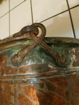 Old Copper Cauldron/Apple Butter/Kettle Pot w/ Dovetails 10.  75 
